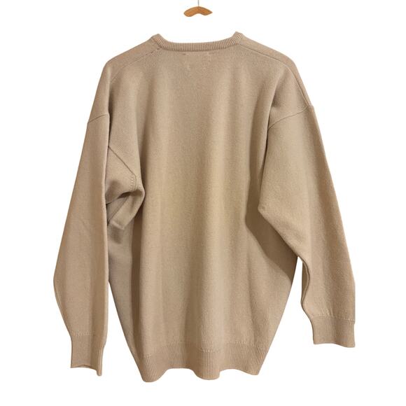 Pringle of Scotland Lambswool XL Men’s V Neck Pullover Sweater Beige EUC - Picture 3 of 8